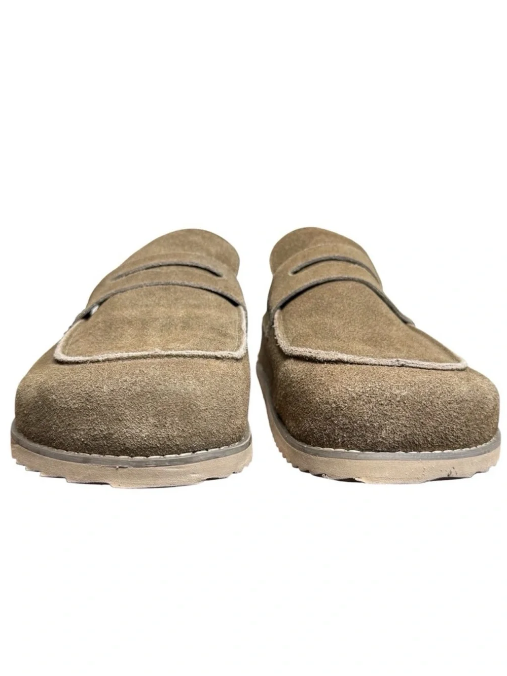 Cushionaire Wally Men's Taupe Suede Slip-On Cork Clog Mule Slide Shoes Size 13
